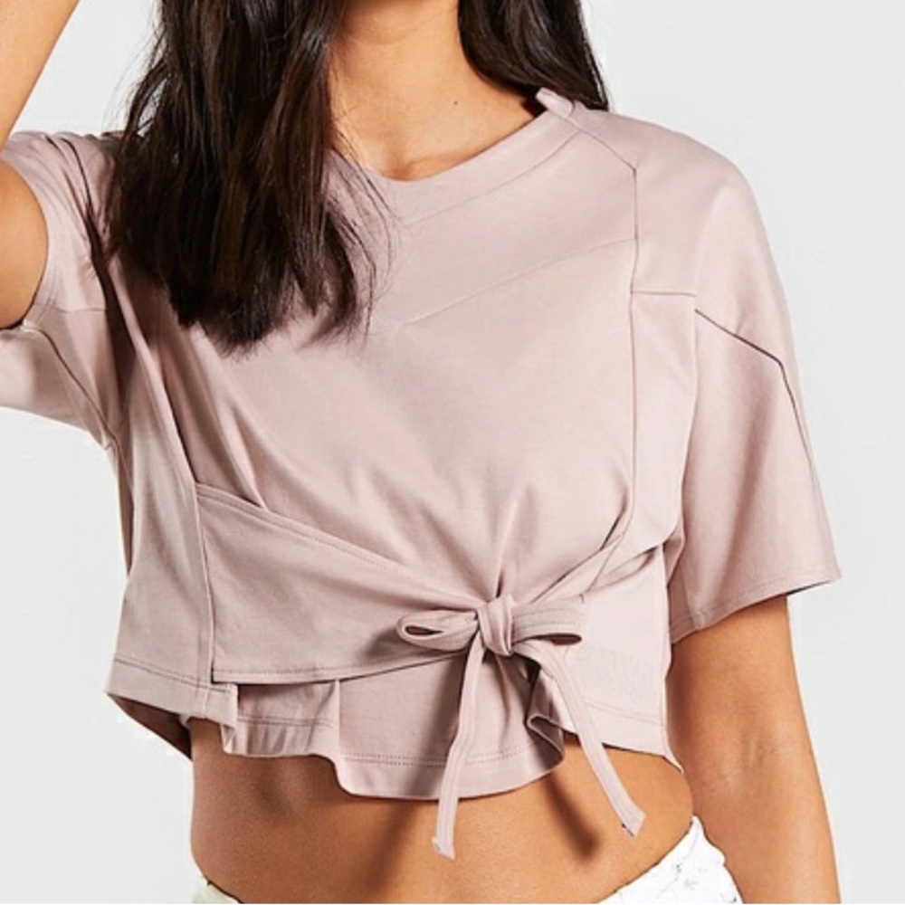 GYMSHARK ORI Mauve Crop Top Tie - Used Lightly